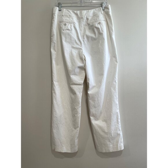 Talbots Wide Leg Chino Pants Womens 12 White Lined Stretch Fabric Made in Italy - Picture 2 of 11